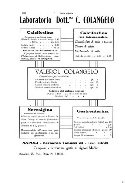 Folia medica periodico trimensile di patologia e clinica medica