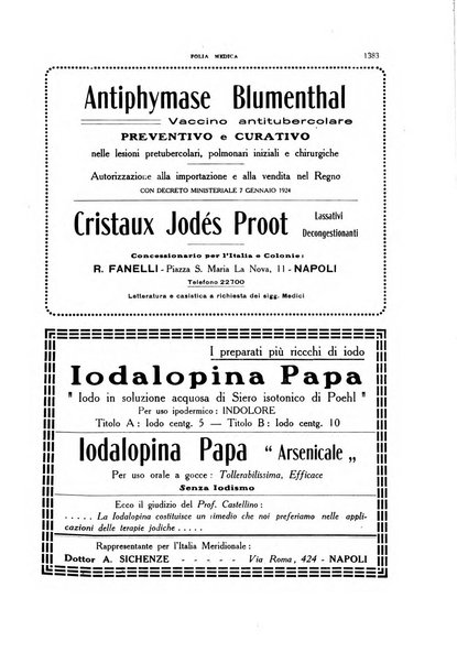 Folia medica periodico trimensile di patologia e clinica medica