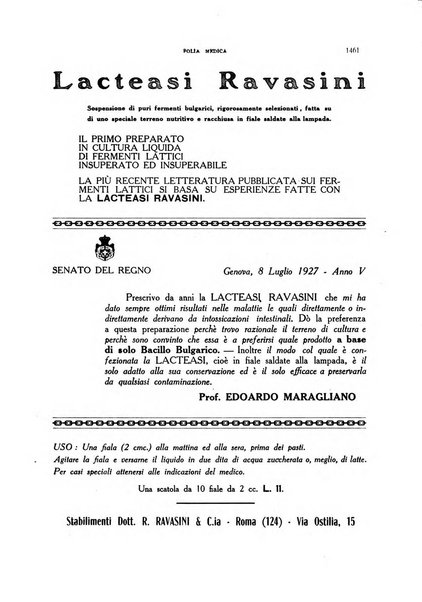 Folia medica periodico trimensile di patologia e clinica medica