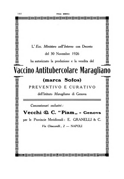 Folia medica periodico trimensile di patologia e clinica medica