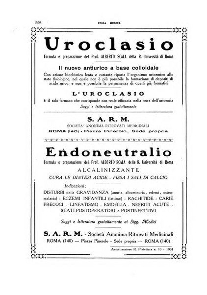 Folia medica periodico trimensile di patologia e clinica medica