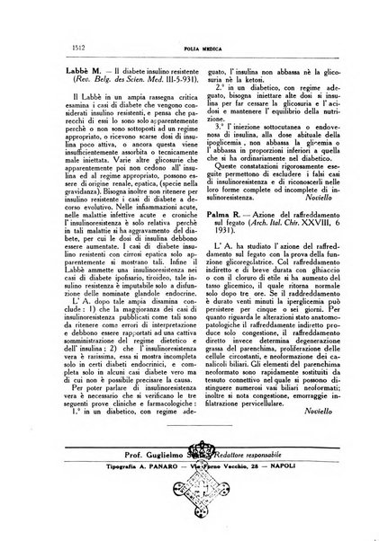 Folia medica periodico trimensile di patologia e clinica medica