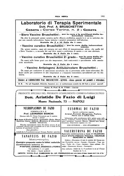 Folia medica periodico trimensile di patologia e clinica medica