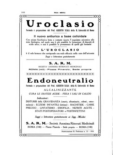 Folia medica periodico trimensile di patologia e clinica medica