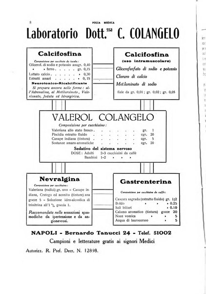 Folia medica periodico trimensile di patologia e clinica medica