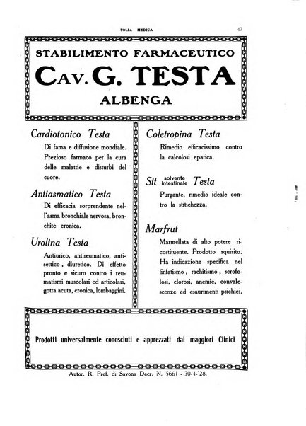 Folia medica periodico trimensile di patologia e clinica medica