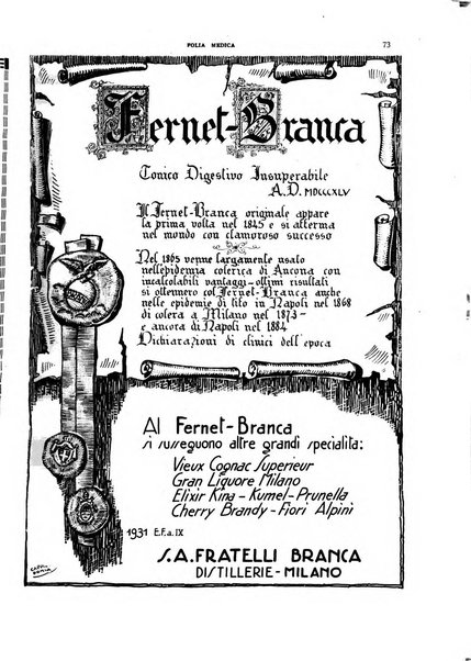 Folia medica periodico trimensile di patologia e clinica medica