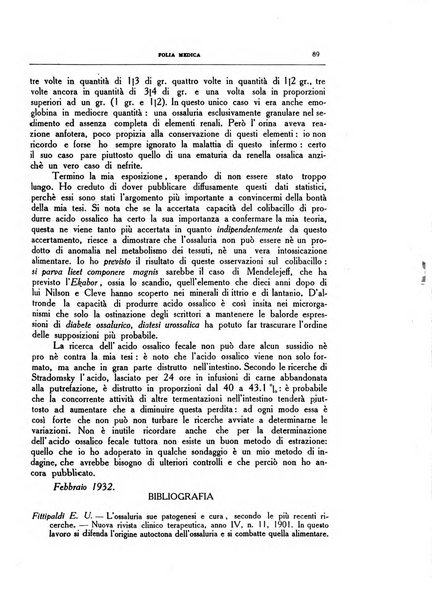 Folia medica periodico trimensile di patologia e clinica medica