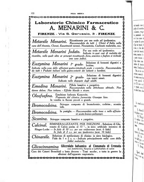 Folia medica periodico trimensile di patologia e clinica medica