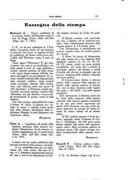 Folia medica periodico trimensile di patologia e clinica medica