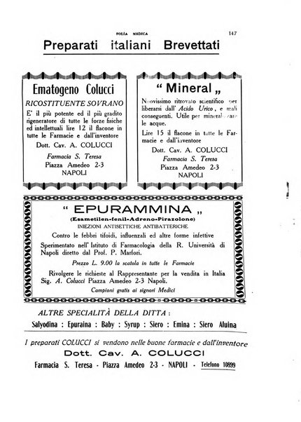 Folia medica periodico trimensile di patologia e clinica medica