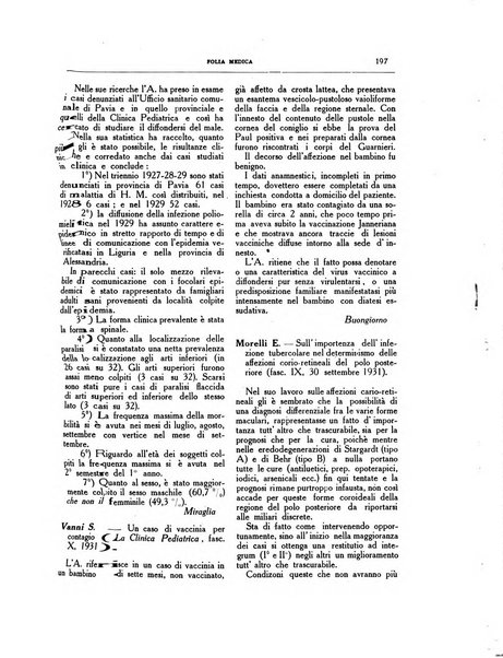 Folia medica periodico trimensile di patologia e clinica medica