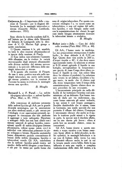 Folia medica periodico trimensile di patologia e clinica medica