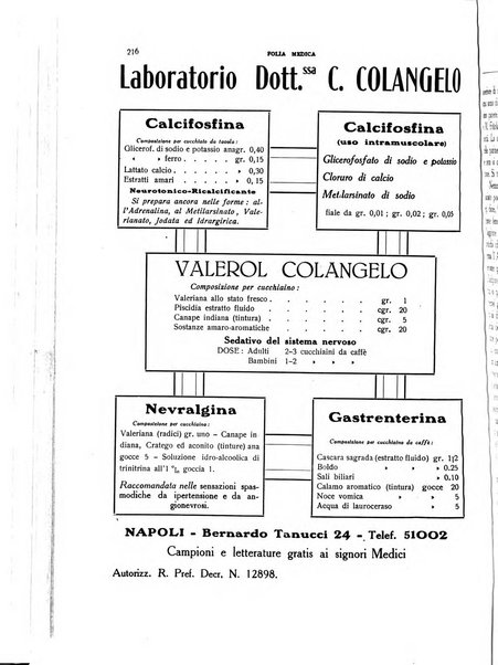 Folia medica periodico trimensile di patologia e clinica medica