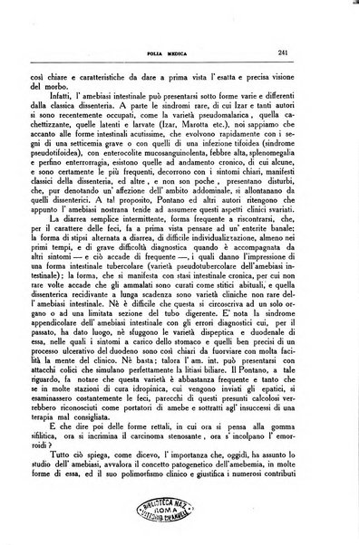 Folia medica periodico trimensile di patologia e clinica medica