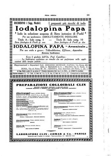 Folia medica periodico trimensile di patologia e clinica medica