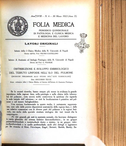 Folia medica periodico trimensile di patologia e clinica medica