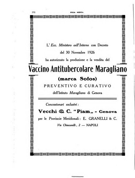 Folia medica periodico trimensile di patologia e clinica medica