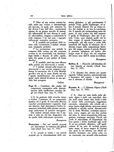 Folia medica periodico trimensile di patologia e clinica medica