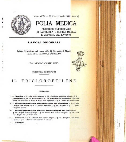 Folia medica periodico trimensile di patologia e clinica medica