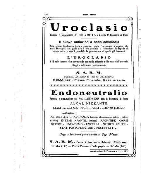 Folia medica periodico trimensile di patologia e clinica medica