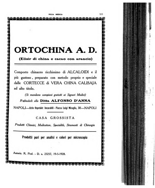 Folia medica periodico trimensile di patologia e clinica medica