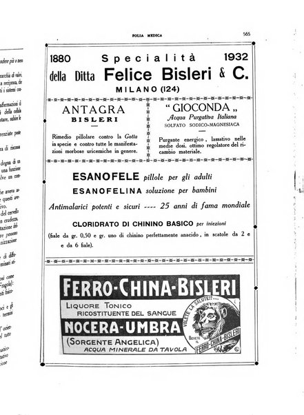 Folia medica periodico trimensile di patologia e clinica medica