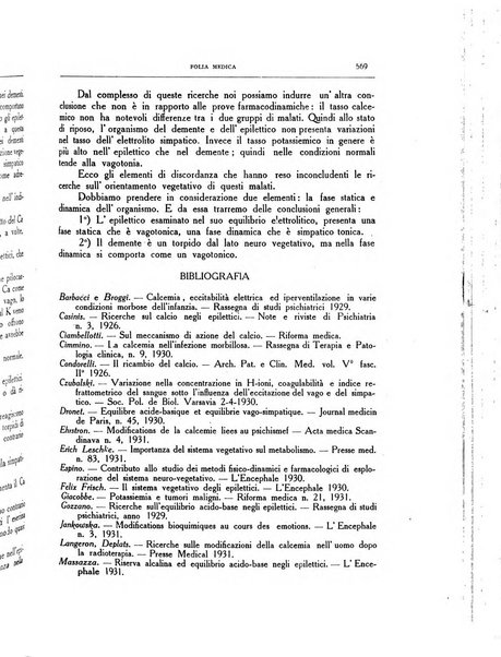 Folia medica periodico trimensile di patologia e clinica medica