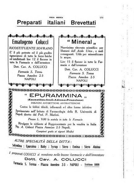 Folia medica periodico trimensile di patologia e clinica medica