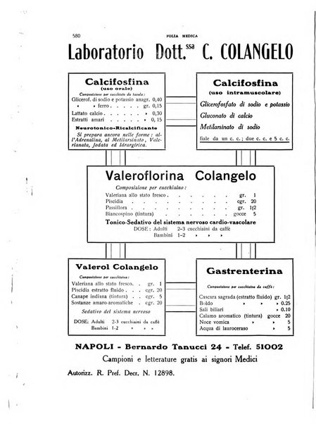 Folia medica periodico trimensile di patologia e clinica medica