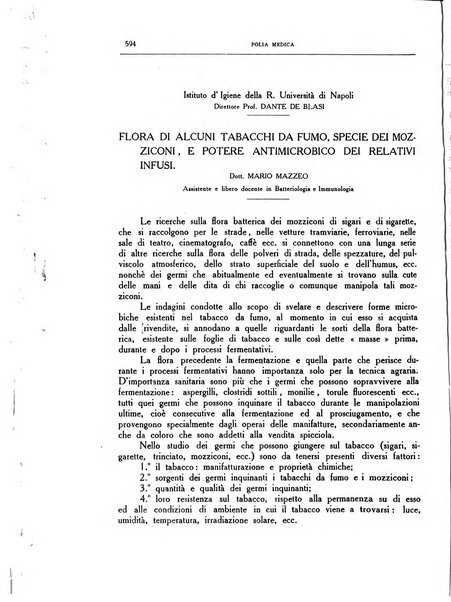 Folia medica periodico trimensile di patologia e clinica medica