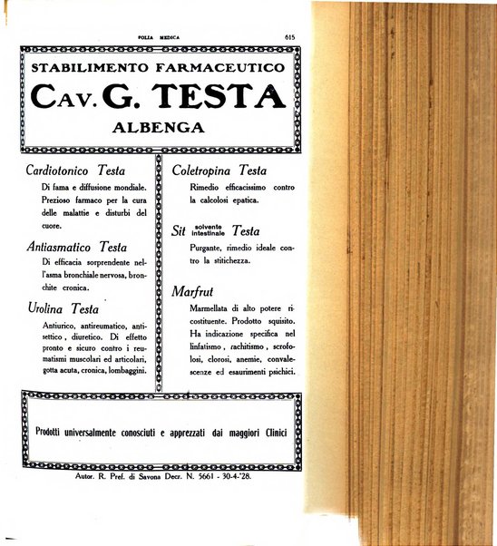 Folia medica periodico trimensile di patologia e clinica medica