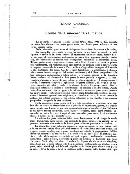 Folia medica periodico trimensile di patologia e clinica medica