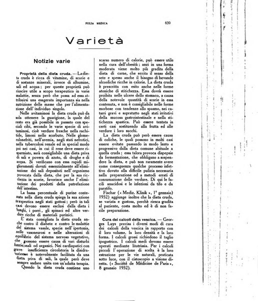 Folia medica periodico trimensile di patologia e clinica medica