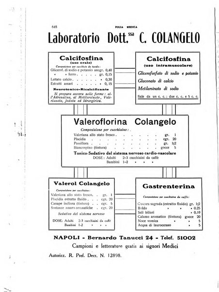 Folia medica periodico trimensile di patologia e clinica medica