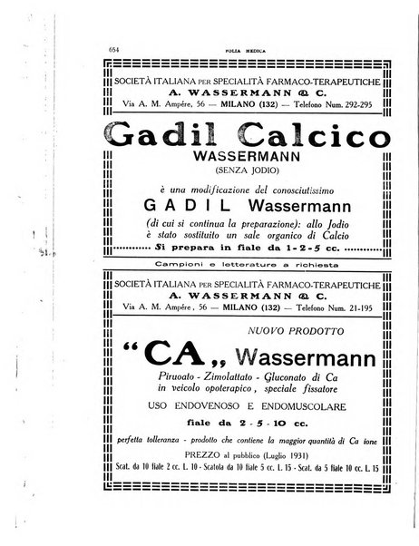 Folia medica periodico trimensile di patologia e clinica medica