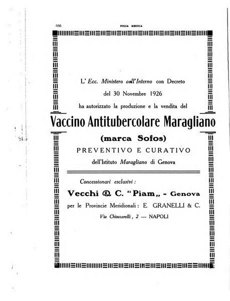 Folia medica periodico trimensile di patologia e clinica medica