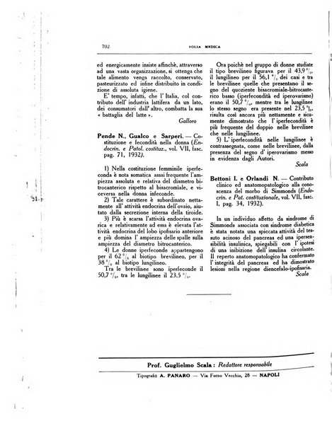 Folia medica periodico trimensile di patologia e clinica medica