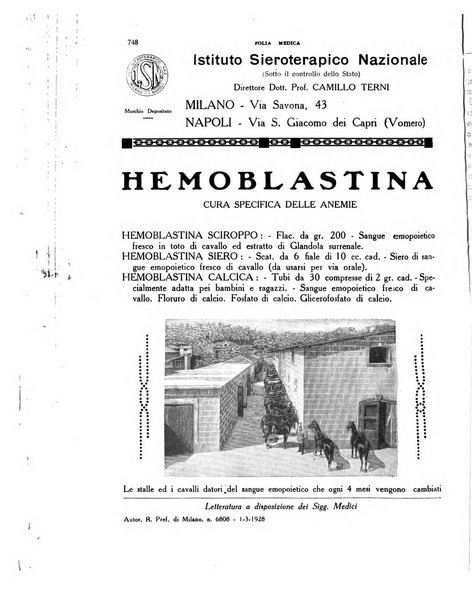 Folia medica periodico trimensile di patologia e clinica medica