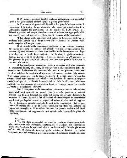 Folia medica periodico trimensile di patologia e clinica medica