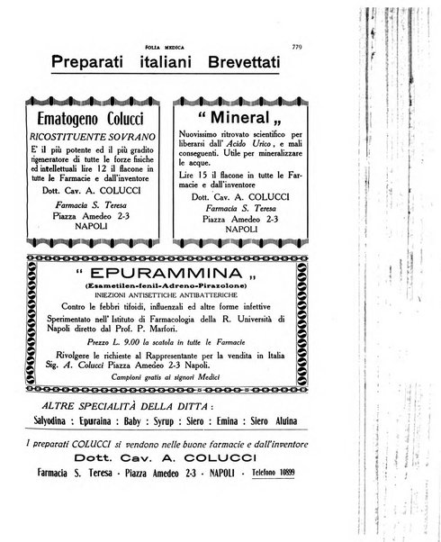 Folia medica periodico trimensile di patologia e clinica medica