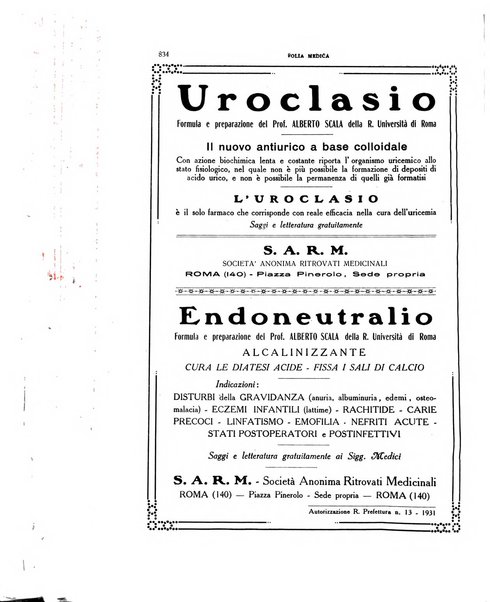 Folia medica periodico trimensile di patologia e clinica medica