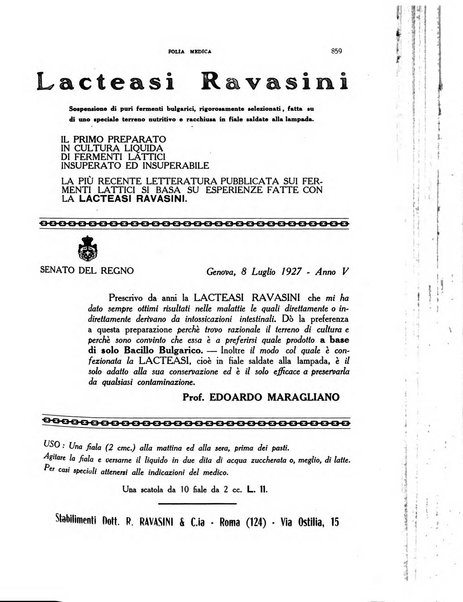 Folia medica periodico trimensile di patologia e clinica medica