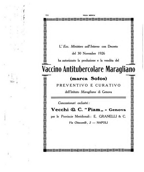 Folia medica periodico trimensile di patologia e clinica medica