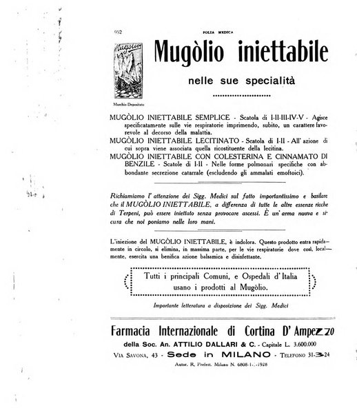 Folia medica periodico trimensile di patologia e clinica medica