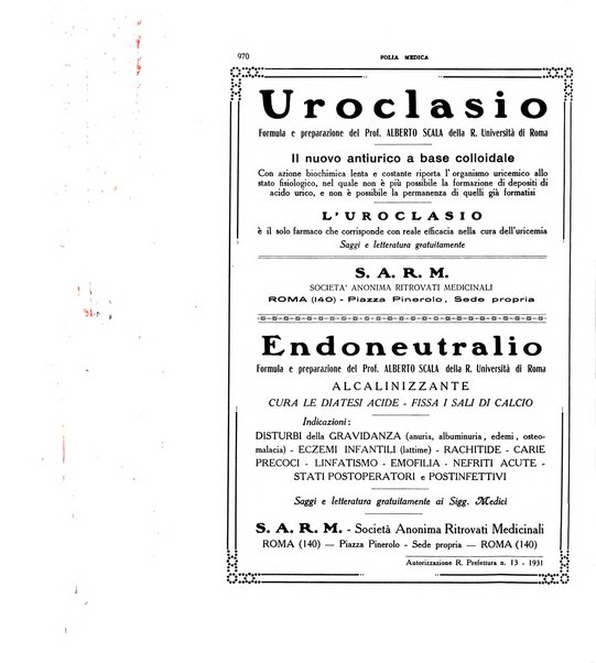 Folia medica periodico trimensile di patologia e clinica medica