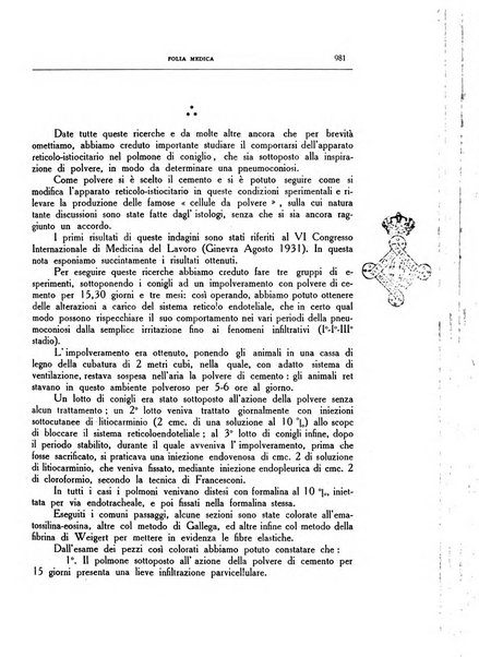 Folia medica periodico trimensile di patologia e clinica medica