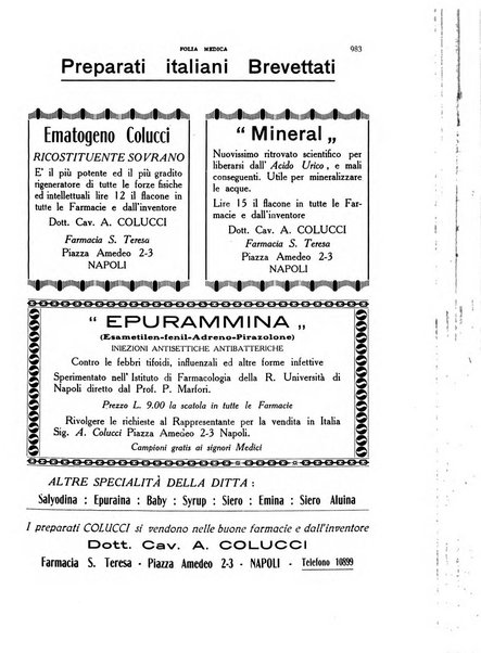 Folia medica periodico trimensile di patologia e clinica medica