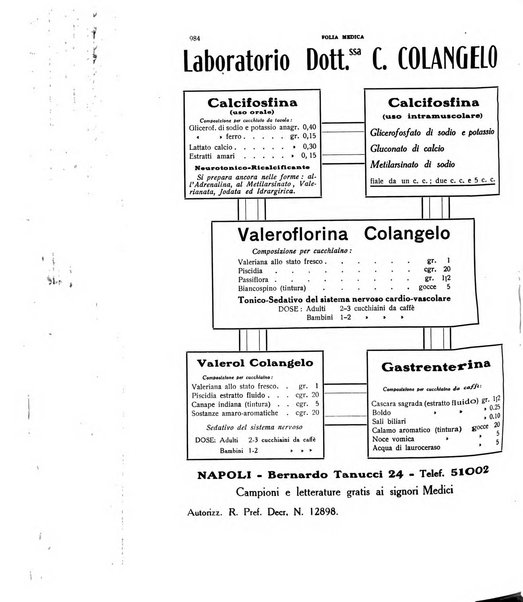 Folia medica periodico trimensile di patologia e clinica medica