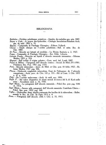 Folia medica periodico trimensile di patologia e clinica medica